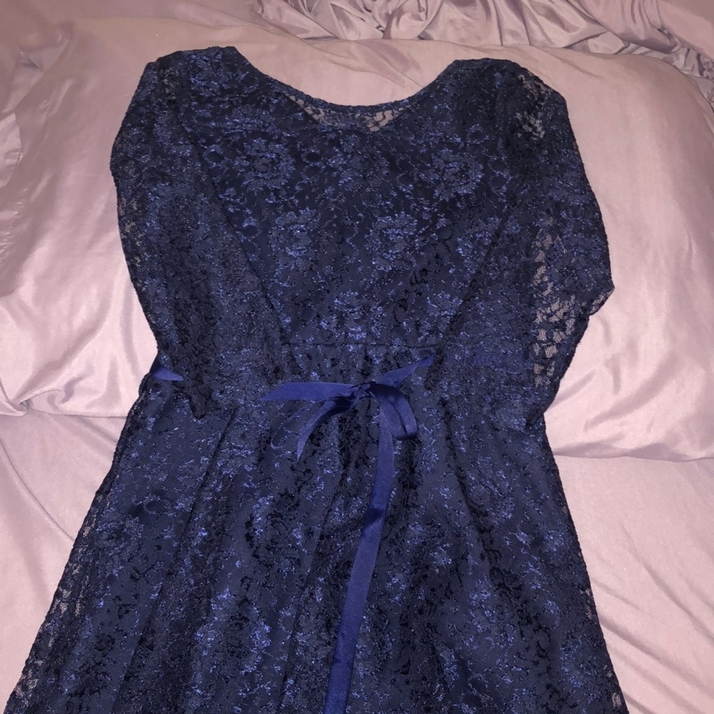 Girls navy blue lace dress